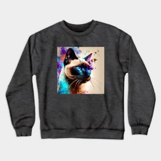 Siamese Cat with Color Splash Crewneck Sweatshirt